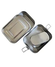 Bamboo Bark Stainless Steel Lunch Box With Mini Steel Container