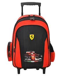 Ferrari Trolley Backpack Twin Turbo Design Black & Red - 18 Inches
