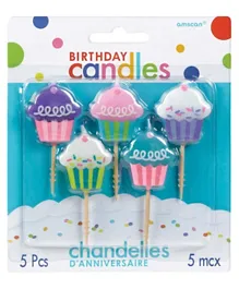 Party Centre Cupcake Toothpick Birthday Candles Pack Of 5 - Multicolour