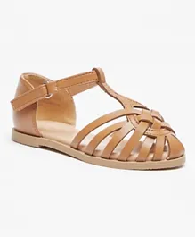 Flora Bella by ShoeExpress Solid Cross Strap Sandals - Brown