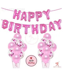 Party Propz Happy Birthday Metallic Pink Combo - Pack of 26