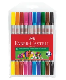 Faber Castell Plastic Double Ended Felt Tip Pens - 10 Colours