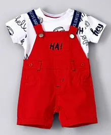 Babybol T-Shirt and Dungaree Set - Red