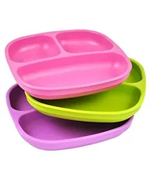 Re-play Recycled Packaged Divided Plates Pack of 3 Butterfly Purple - Purple, Bright Pink & Lime