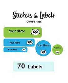 Ladybug Labels Personalised Name Labels Sticker Combo Panda - Pack of 70