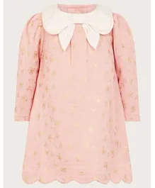 Monsoon Children Printed Baby Bow Collar Foil Dress - Pink