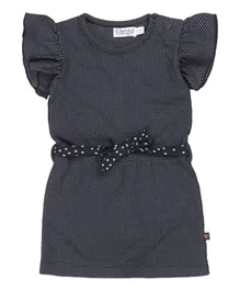 ديركجي فستان بطباعة كاملة مع حزام - أسود