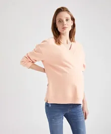 DeFacto Knitted Long Sleeves Maternity T-Shirt - Pink