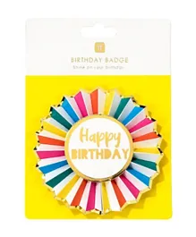 Talking Tables Rainbow Paper Happy Birthday Badge With Gold Foil Detail