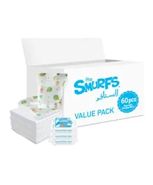 Smurfs Disposable Changing Mats with Bibs and Water Wipes - Value Pack