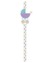 Party Centre Neutral Baby Shower Paper Straws - Pack of 12