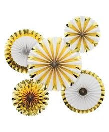 Creative Converting Paper Fan White And Gold - Pack of 5