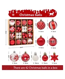Highland Red & White Christmas Ball Tree Ornaments - 42 Pieces
