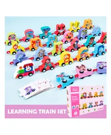 Factory Price Wooden Animals & Alphabets Drag & Pull Learning Train Set - 27 Pieces