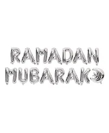 Eid Party Silver 'Ramadan Mubarak' Foil Letter Balloons