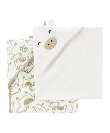 Carter's Hooded Baby Towels White/Brown - Pack Of 2