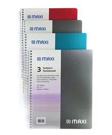 Maxi Spiral Polypropylene 3 Subject Notebook Assorted Colours - 120 Sheets