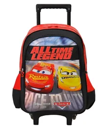 Disney Trolley School Bag Cars Print Red Black - 18 Inches