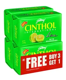 Godrej Cinthol Soap Lime With Deodorant Pack Of 4 - 175g Each
