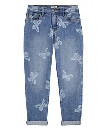 Carter's Butterfly Print Stretch Denim Mom Jeans - Blue