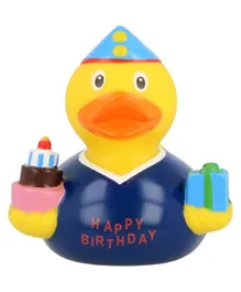 Lilalu Birthday Boy Rubber Duck Bath Toy - Blue and Yellow