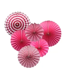 LAFIESTA Pink Paper Fan For Girls Birthday Party Decorations - Set of 6 Pieces
