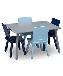 Delta Children Wooden  Kids Table and 4 Chair Set Grey Blue - TT87414GN