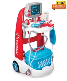 Smoby Medical Trolley With 16 Accessories - Blue and Red