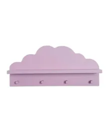 PAN Home Cloudy Kids Wooden Wall Shelf With Hooks - Pink