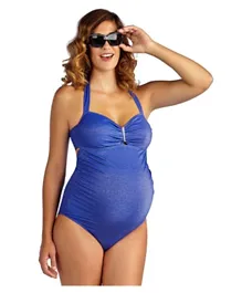 Mums & Bumps Pez D'or Mykonos Lurex Dark Blue One Piece Maternity Swimsuit - Blue