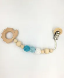 Factory Price Wooden Eco-Friendly Teether with Pacifier Clip Hedgehog - Blue
