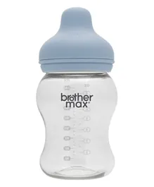 Brother Max New Born Glass Bottle + SS Teat Blue - 100ml
