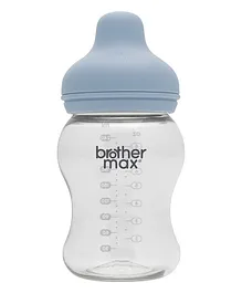 Brother Max New Born Glass Bottle + SS Teat Blue - 100ml