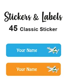 Ladybug Labels Personalised Name Labels Plane  - Pack of 42