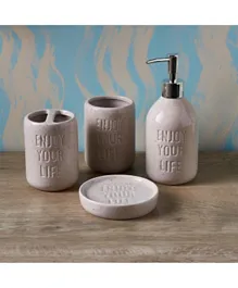 HomeBox Embossed Ceramic Bath Set - 4 Pieces