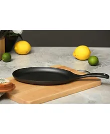 PAN Home Ferric Cast Iron Oval Sizzler - Black
