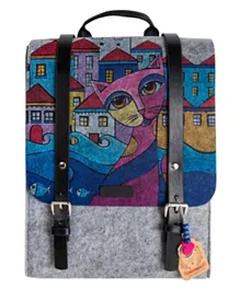 BiggDesign Owl And City Felt Backpack - 15 Inches