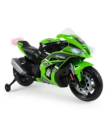 Injusa Motorbike Kawasaki Zx10 12V with Light & Sounds - Green