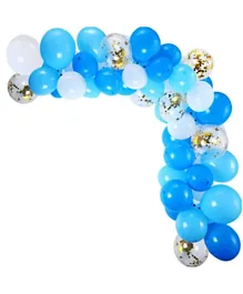 Party Propz Balloons Arch Garland Kit of White & Blue Balloon with Gold Confetti - Set of 113