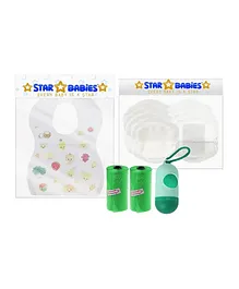 Star Babies Disposable Bibs + Breast Pads + Scented Bag With Dispenser - Green