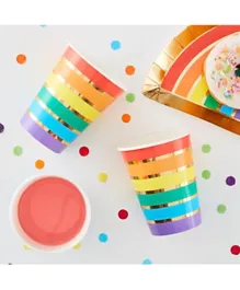 Ginger Ray Rainbow & Gold Foiled Cups Pack of 8 - Multicolour