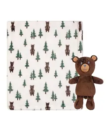 Hudson Baby Plush Blanket and Toy Forest Bear - 2 Pieces