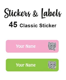 Ladybug Labels Personalised Name Labels Elephant Pink -Pack of 45