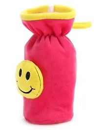 Babyhug Plush Bottle Cover Smiley Motif Large - Pink