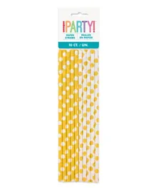 Unique Yellow Polka Dot Straws - Pack of 10