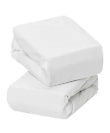 Clevamama Pack of 2 Jersey Cotton Fitted Sheets Cot & Cot Bed  - White