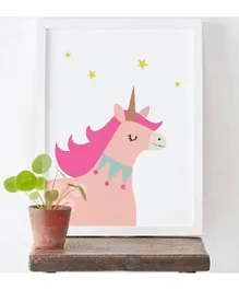 Sweet Pea Unicorn Wall Art Print - Pink
