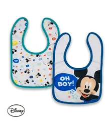 Disney Mickey Mouse Bibs - Washable, Stain and Odor Resistant, 100% Water-Proof - Pack of 2