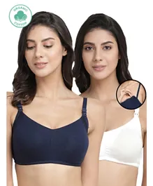 Inner Sense 2 Pack Organic Cotton Antimicrobial Soft Nursing Bra with Removable Pads - Multicolor