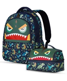 نوهوو - حقيبة ظهر مدرسية للأطفال مع طقم حقيبة غداء دينو - 16 إنش